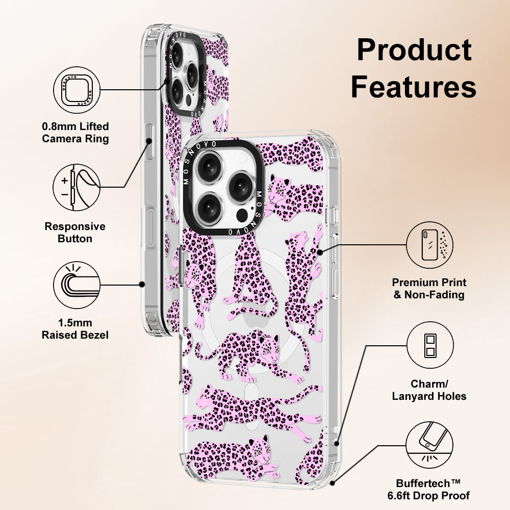 Pink Leopard Phone Case - iPhone 16 Pro Max Case - MOSNOVO