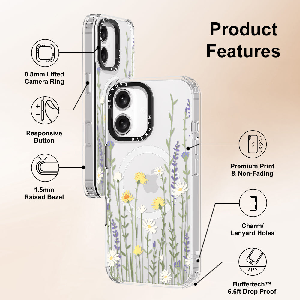 Wild Meadow Floral Phone Case - iPhone 16 Plus Case - MOSNOVO