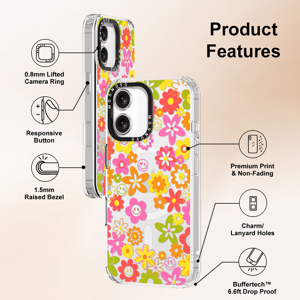 70's Groovy Floral Phone Case - iPhone 16 Case - MOSNOVO