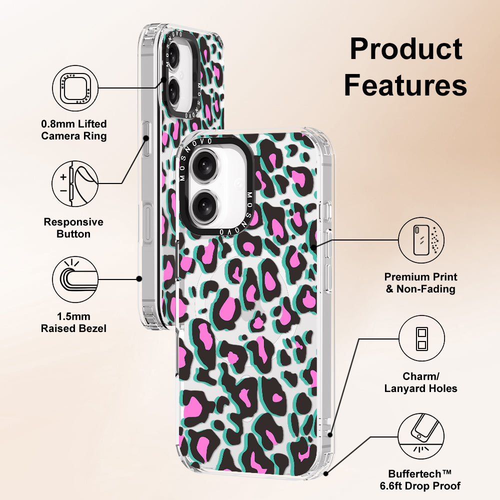 Hot Pink Leopard Print Phone Case - iPhone 16 Case - MOSNOVO