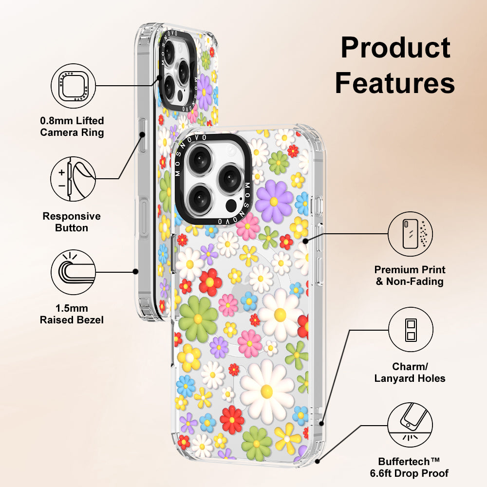 3D Flowers Phone Case - iPhone 16 Pro Max Case - MOSNOVO