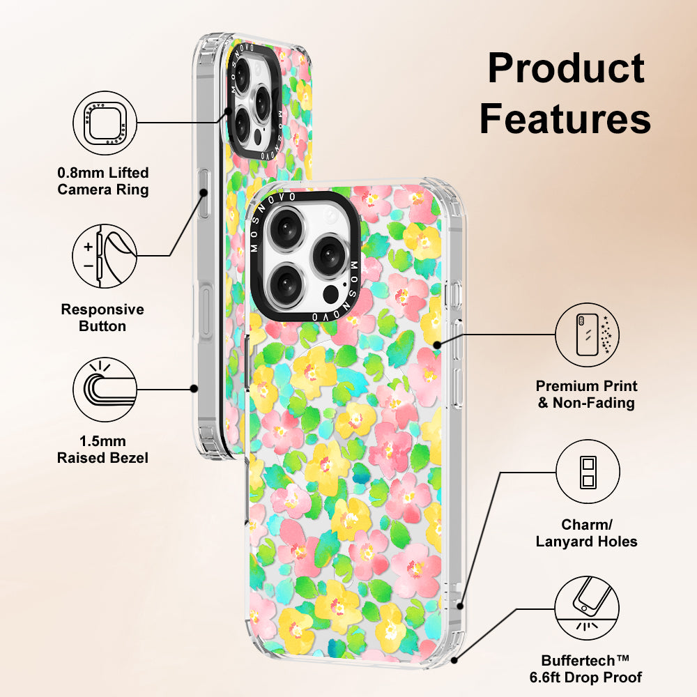 Floral Print Phone Case - iPhone 16 Pro Max Case - MOSNOVO