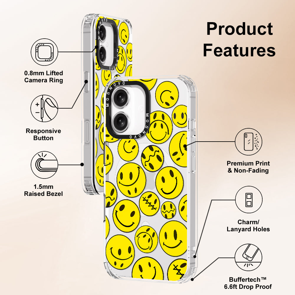 Smiley Face Phone Case - iPhone 16 Plus Case - MOSNOVO