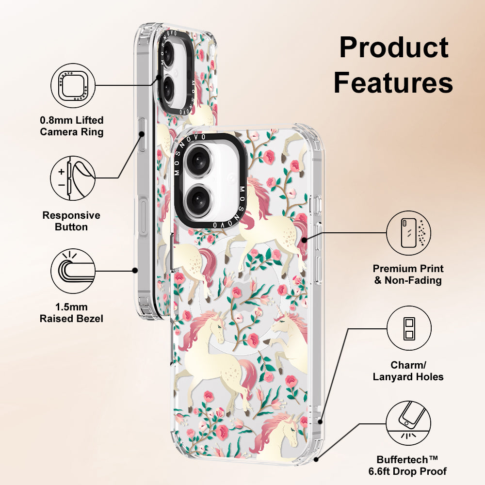 Unicorn with Floral Phone Case - iPhone 16 Plus Case - MOSNOVO