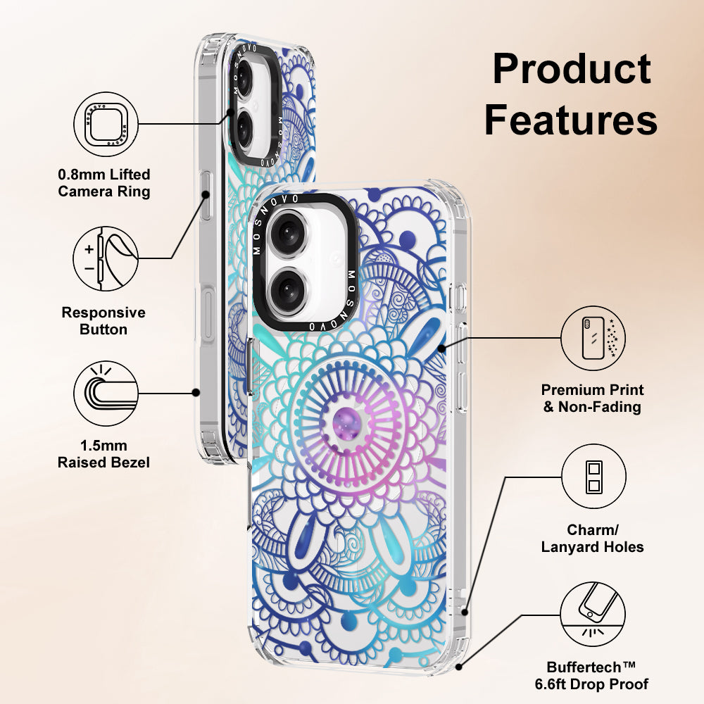 Violet Blue Mandala Phone Case - iPhone 16 Plus Case - MOSNOVO