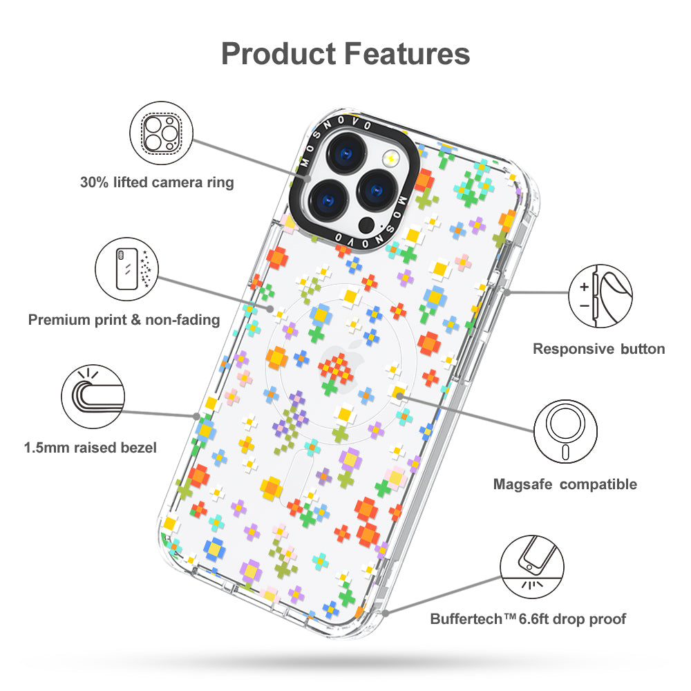 Pixel-Floral Phone Case - iPhone 13 Pro Max Case