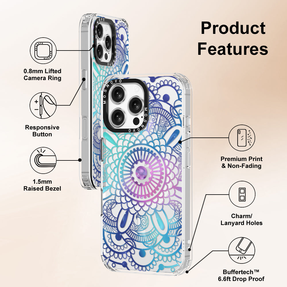 Violet Blue Mandala Phone Case - iPhone 16 Pro Max Case - MOSNOVO