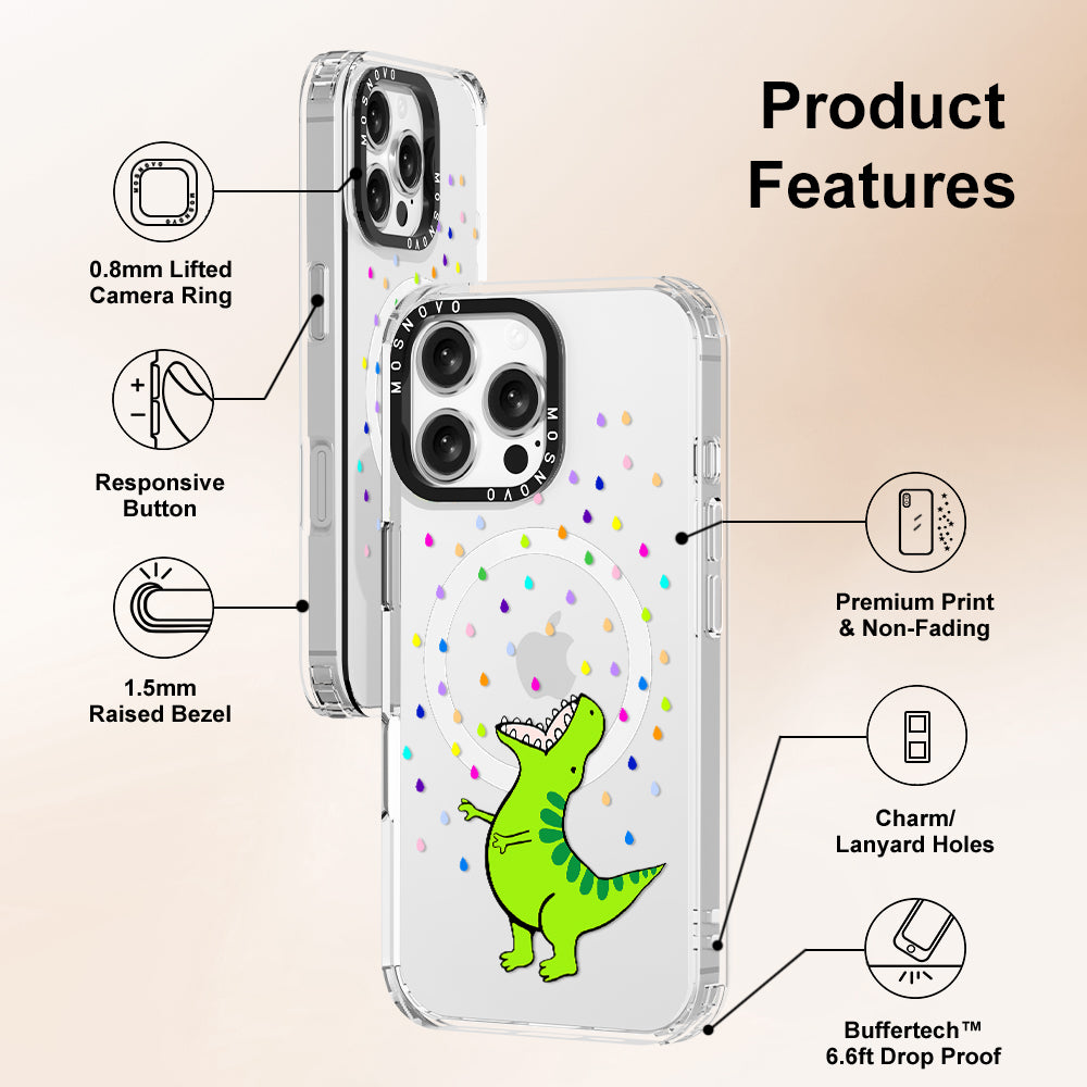 Rainbow Dinosaur Phone Case - iPhone 16 Pro Max Case - MOSNOVO