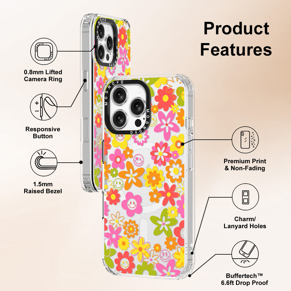 70's Groovy Floral Phone Case - iPhone 16 Pro Max Case - MOSNOVO