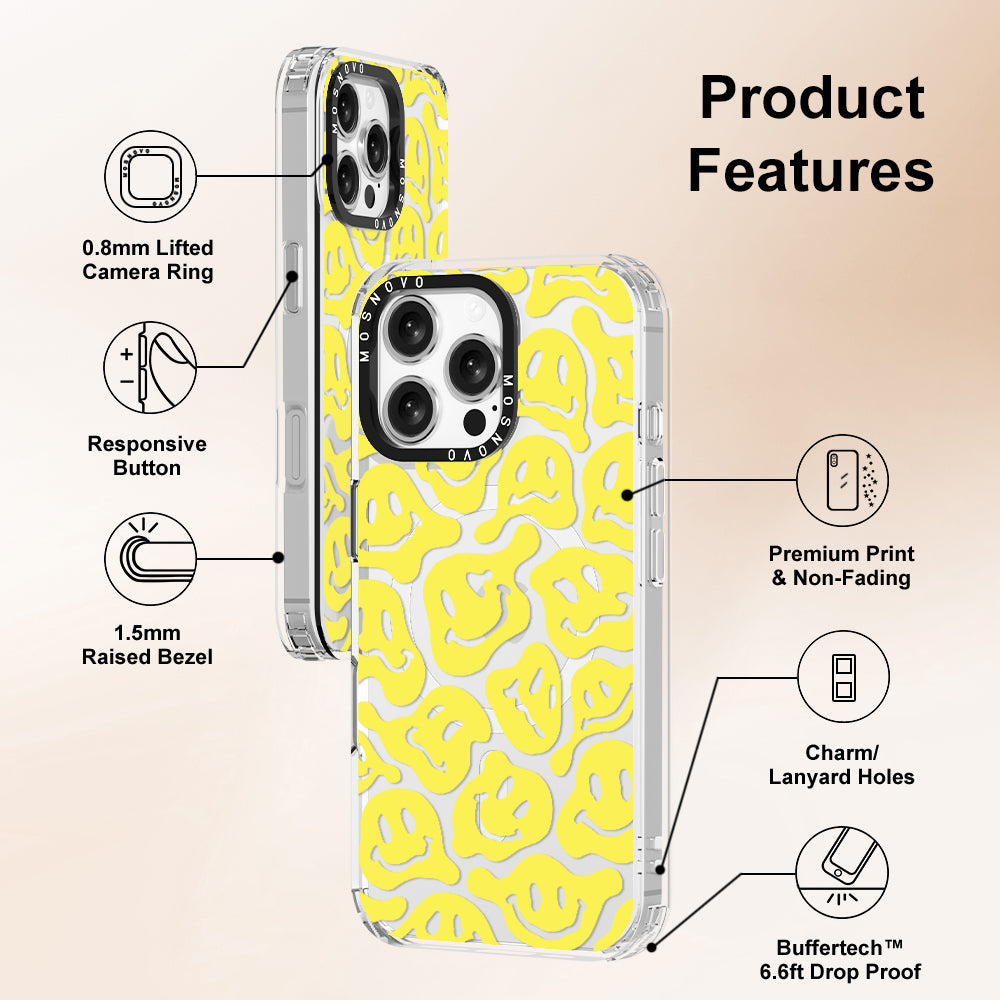 Melted Yellow Smiles Face Phone Case - iPhone 16 Pro Max Case - MOSNOVO