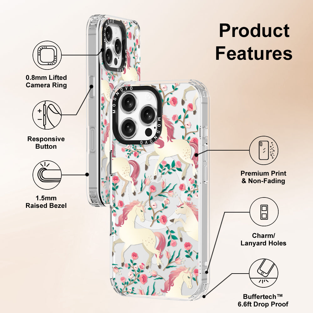 Unicorn with Floral Phone Case - iPhone 16 Pro Max Case - MOSNOVO