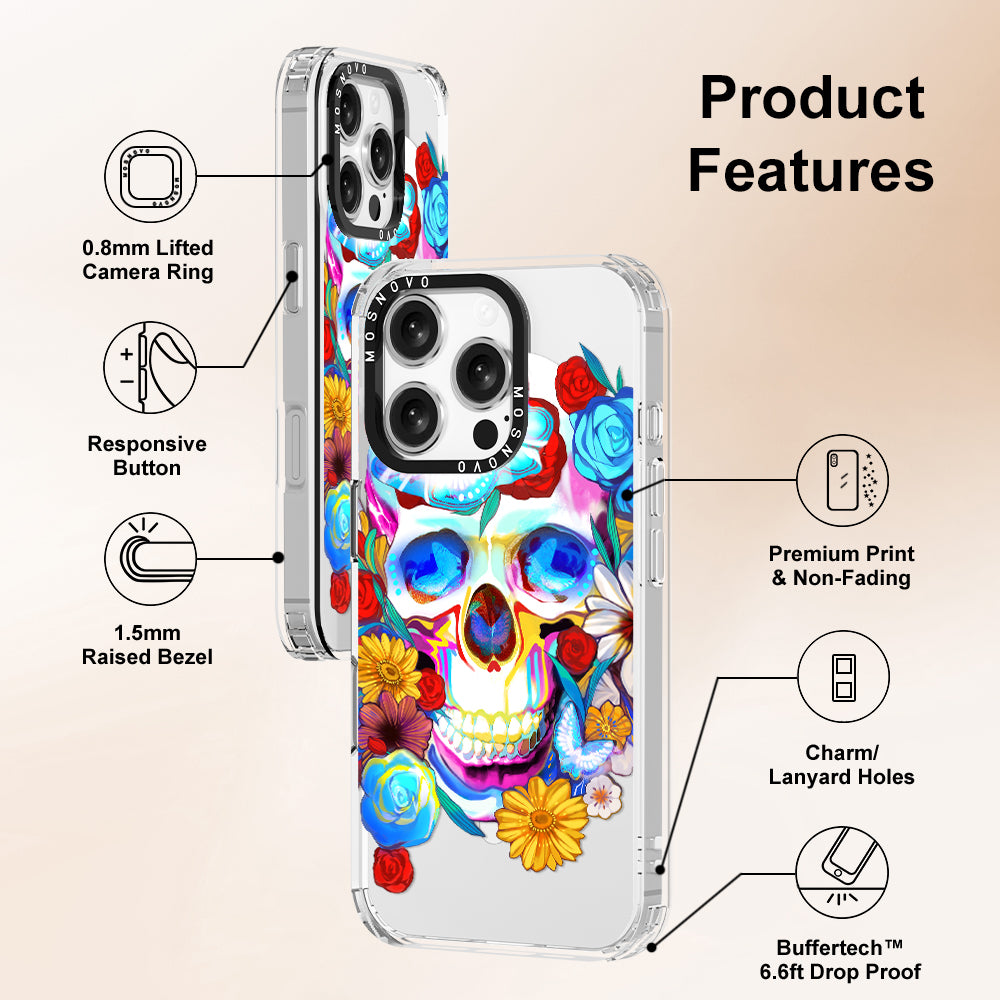 Neon Skull Phone Case - iPhone 16 Pro Case - MOSNOVO