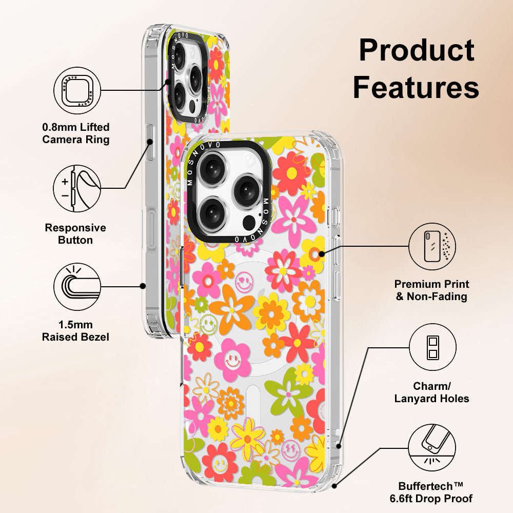 70's Groovy Floral Phone Case - iPhone 16 Pro Case - MOSNOVO