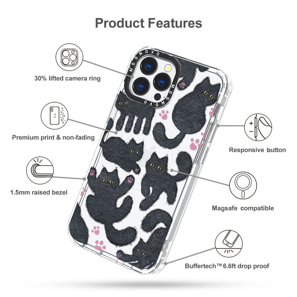 Black Furry Cat Phone Case - iPhone 13 Pro Max Case