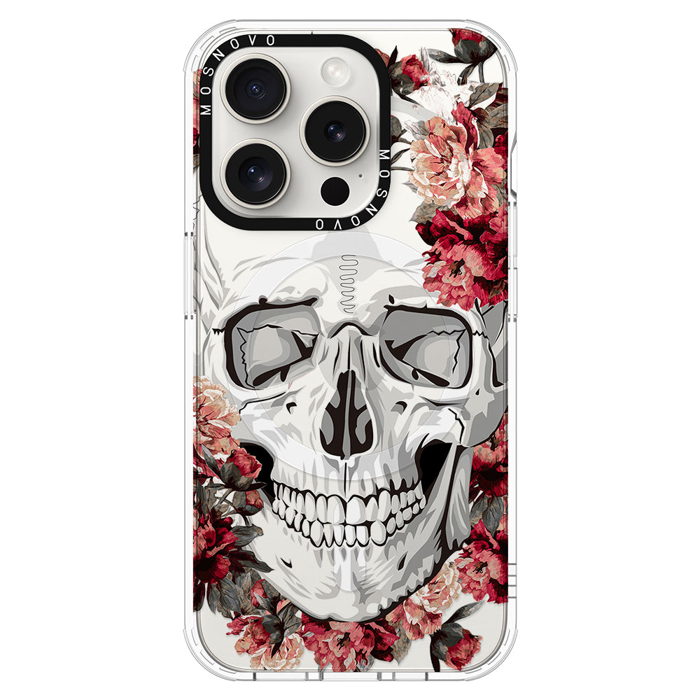 Red Flower Skull Phone Case - iPhone 16 Pro Case - MOSNOVO