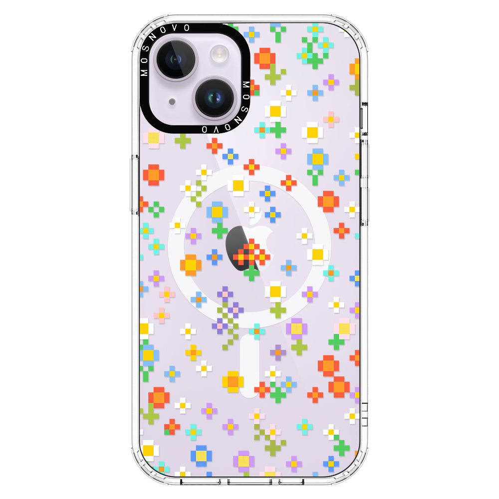 Pixel-Floral Phone Case - iPhone 14 Plus Case