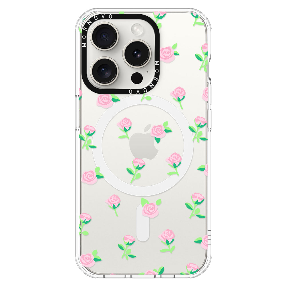 Pink Rose Floral Phone Case - iPhone 16 Pro Max Case - MOSNOVO