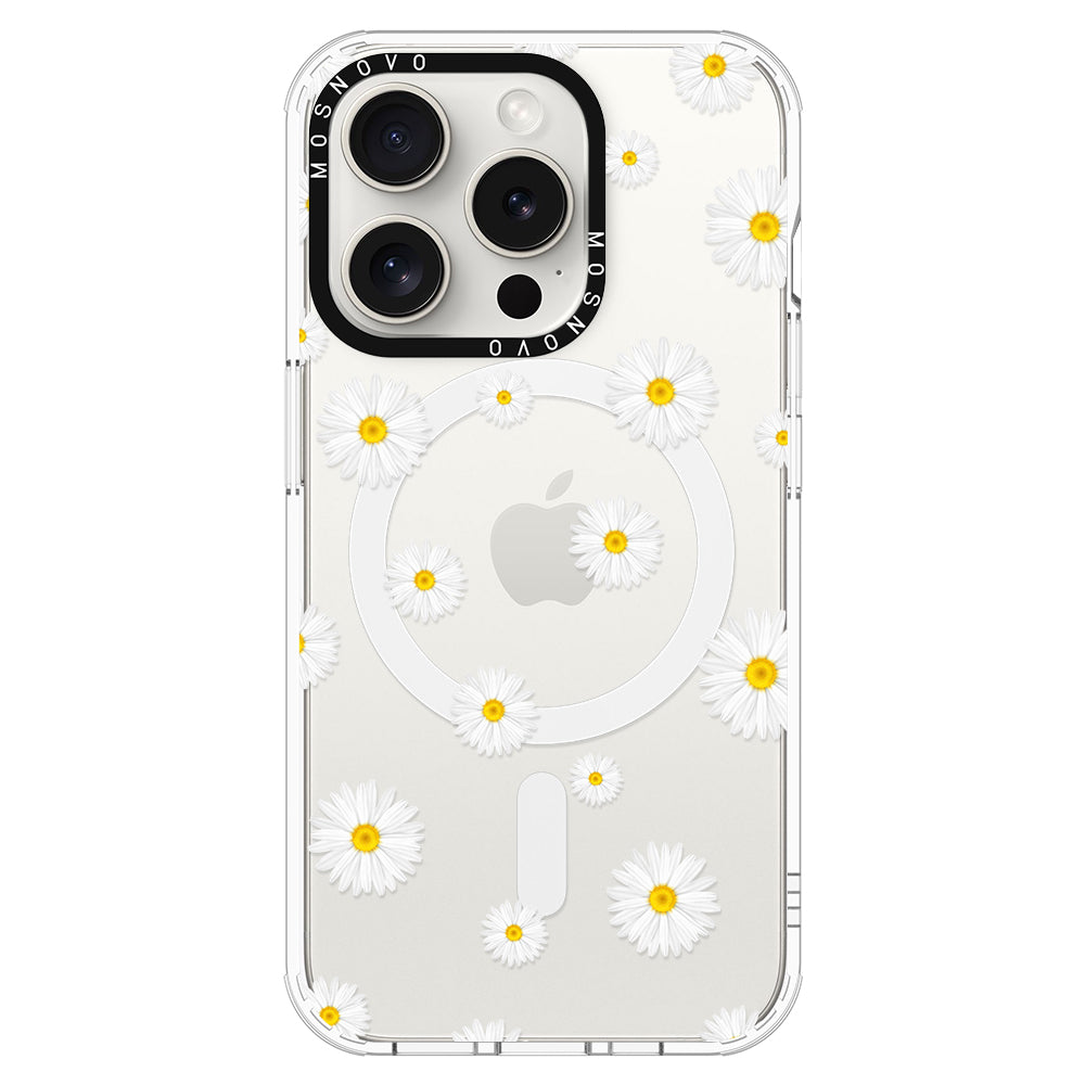 White Daisy Phone Case - iPhone 16 Pro Case - MOSNOVO