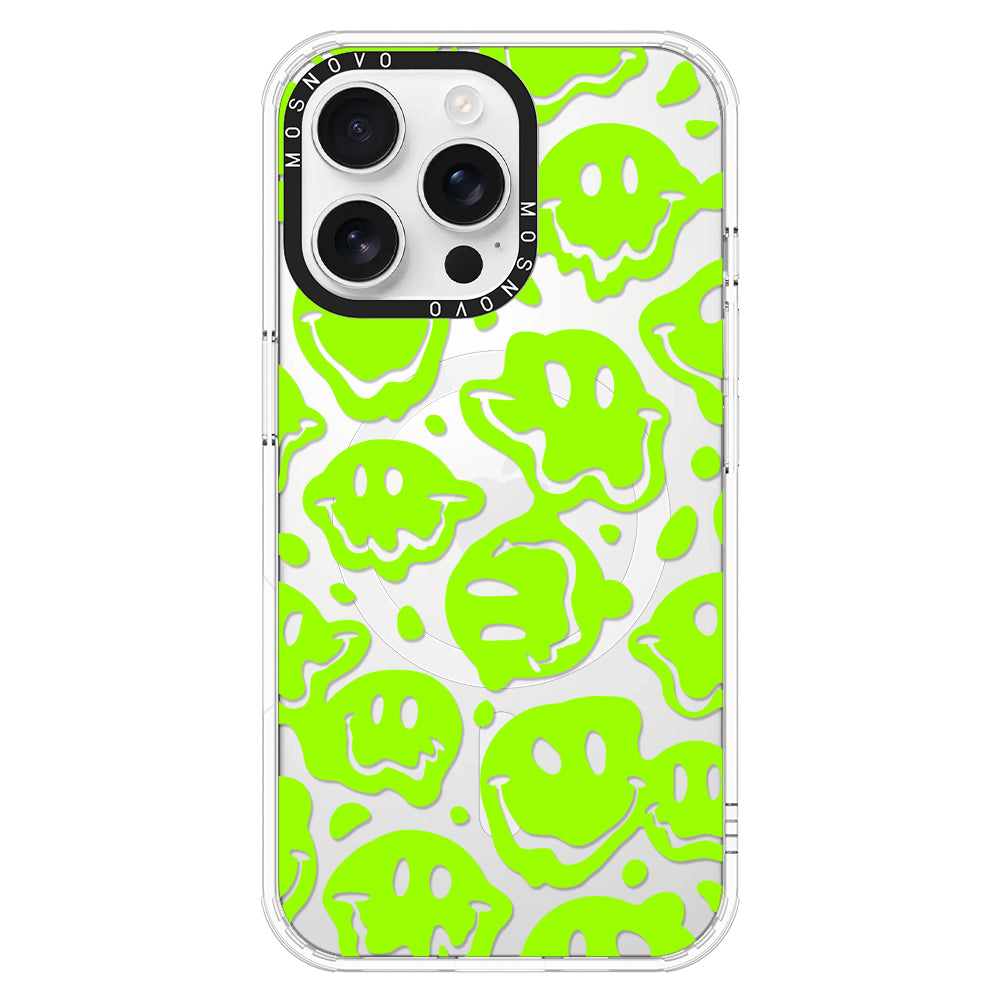 Distorted Green Smiles Face Phone Case - iPhone 16 Pro Max Case - MOSNOVO