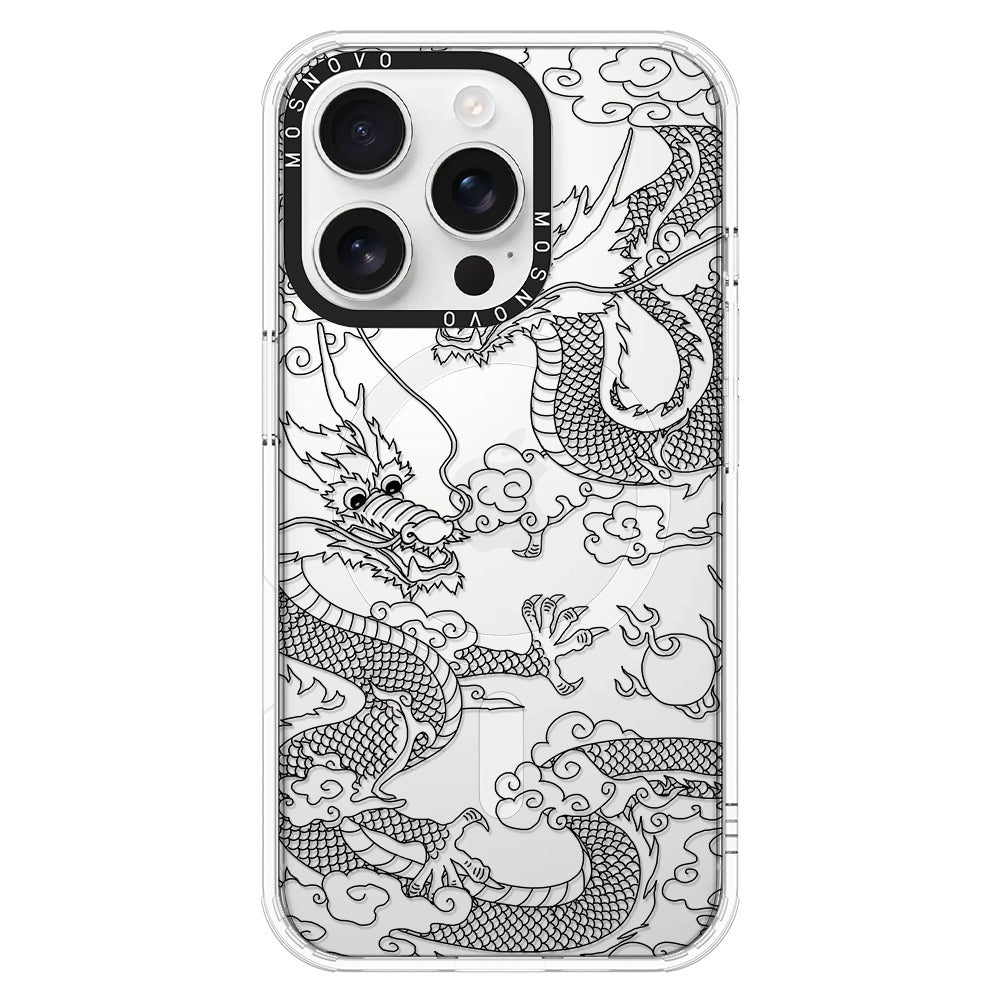 Black Dragon Phone Case - iPhone 16 Pro Case Clear With Magsafe