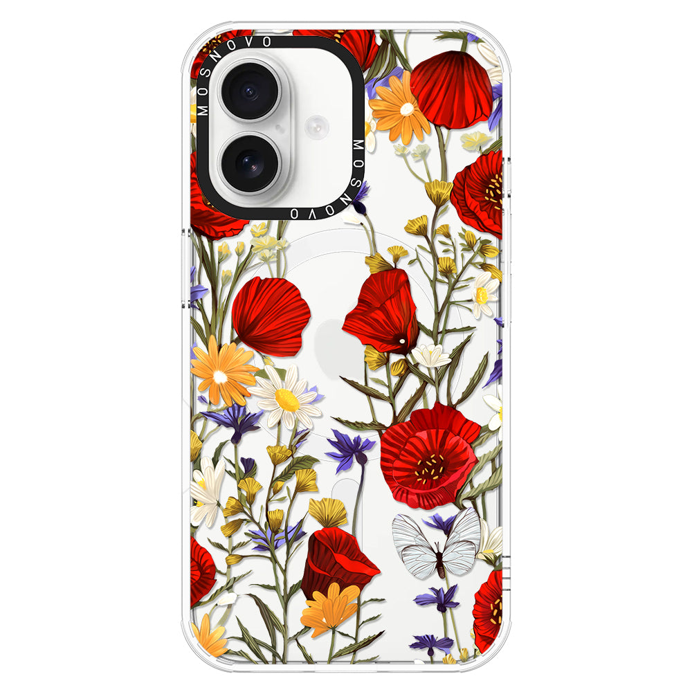 Poppy Floral Phone Case - iPhone 16 Plus Case - MOSNOVO