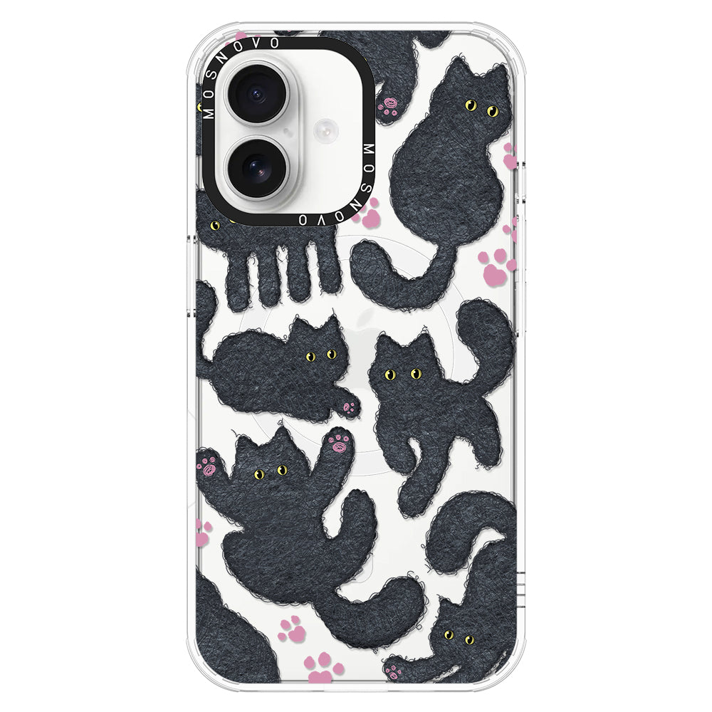 Black Furry Cat Phone Case - iPhone 16 Plus Case