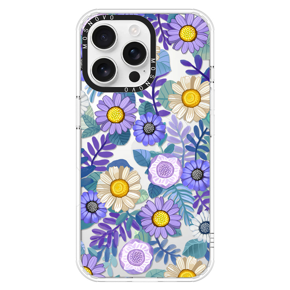 Purple Floral Phone Case - iPhone 16 Pro Max Case - MOSNOVO