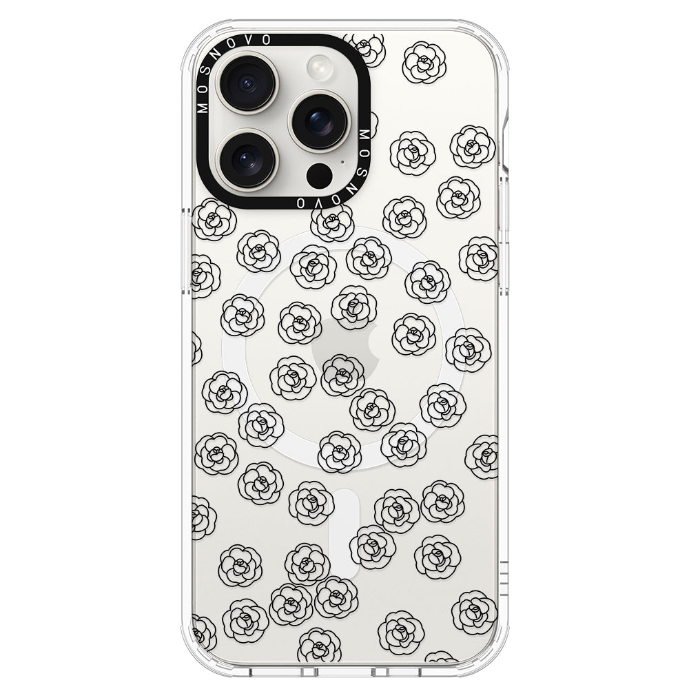 Linear Camelia Flower Phone Case - iPhone 15 Pro Max Case