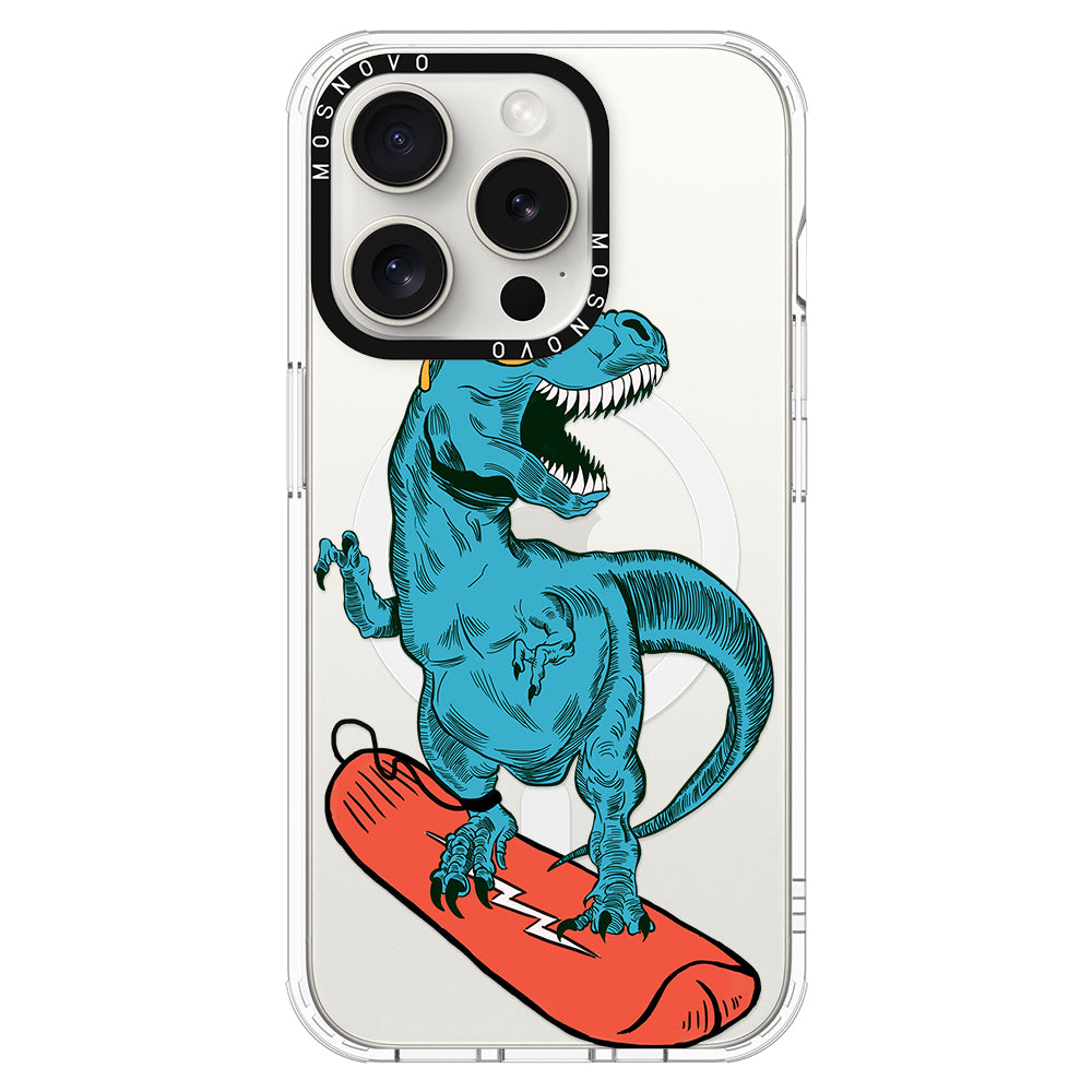 Surfing Dinosaur Phone Case - iPhone 16 Pro Max Case - MOSNOVO