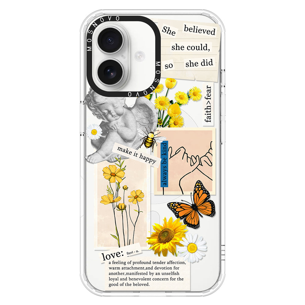 Vintage Collage Sunflower Butterfly Phone Case - iPhone 16 Case - MOSNOVO