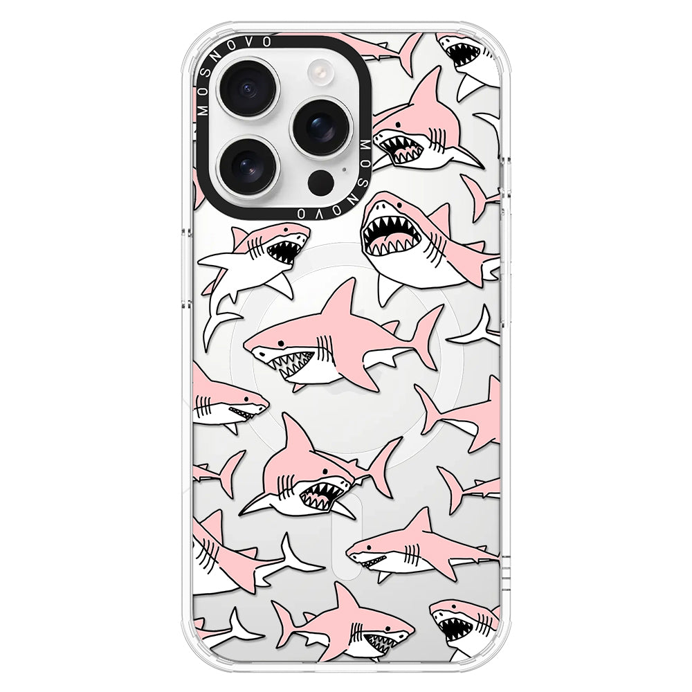 Pink Shark Phone Case - iPhone 16 Pro Max Case - MOSNOVO