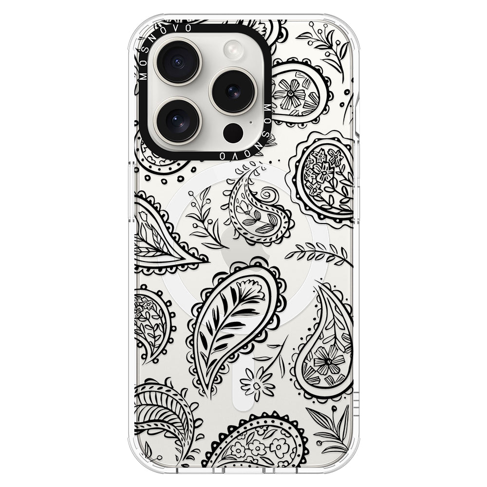 Black Paisley Phone Case - iPhone 16 Pro Max Case - MOSNOVO