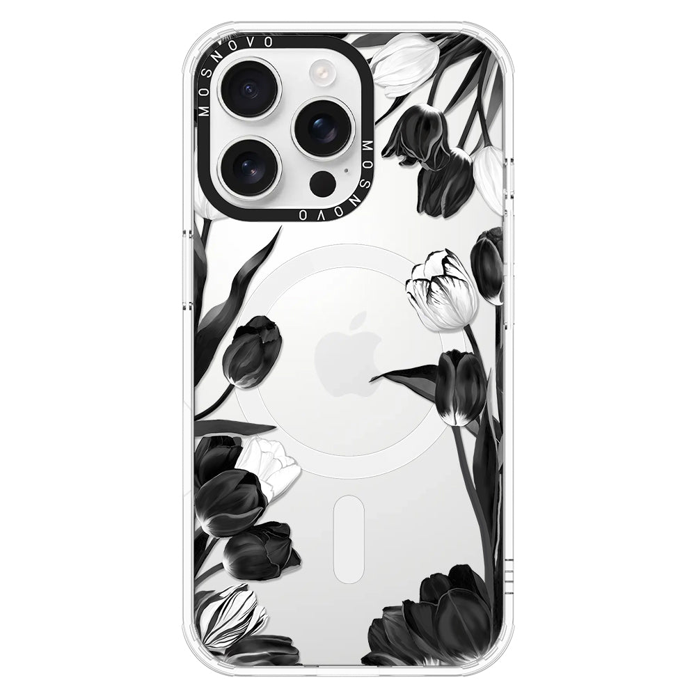 Black Tulips Phone Case - iPhone 16 Pro Max Case - MOSNOVO