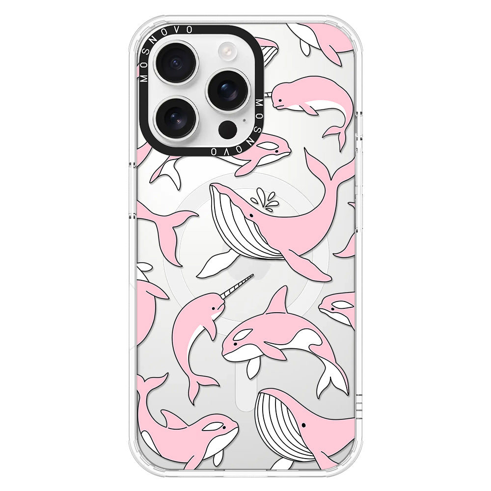 Pink Whales Phone Case - iPhone 16 Pro Max Case - MOSNOVO