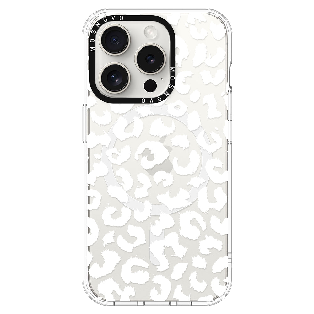 White Leopard Phone Case - iPhone 16 Pro Max Case - MOSNOVO