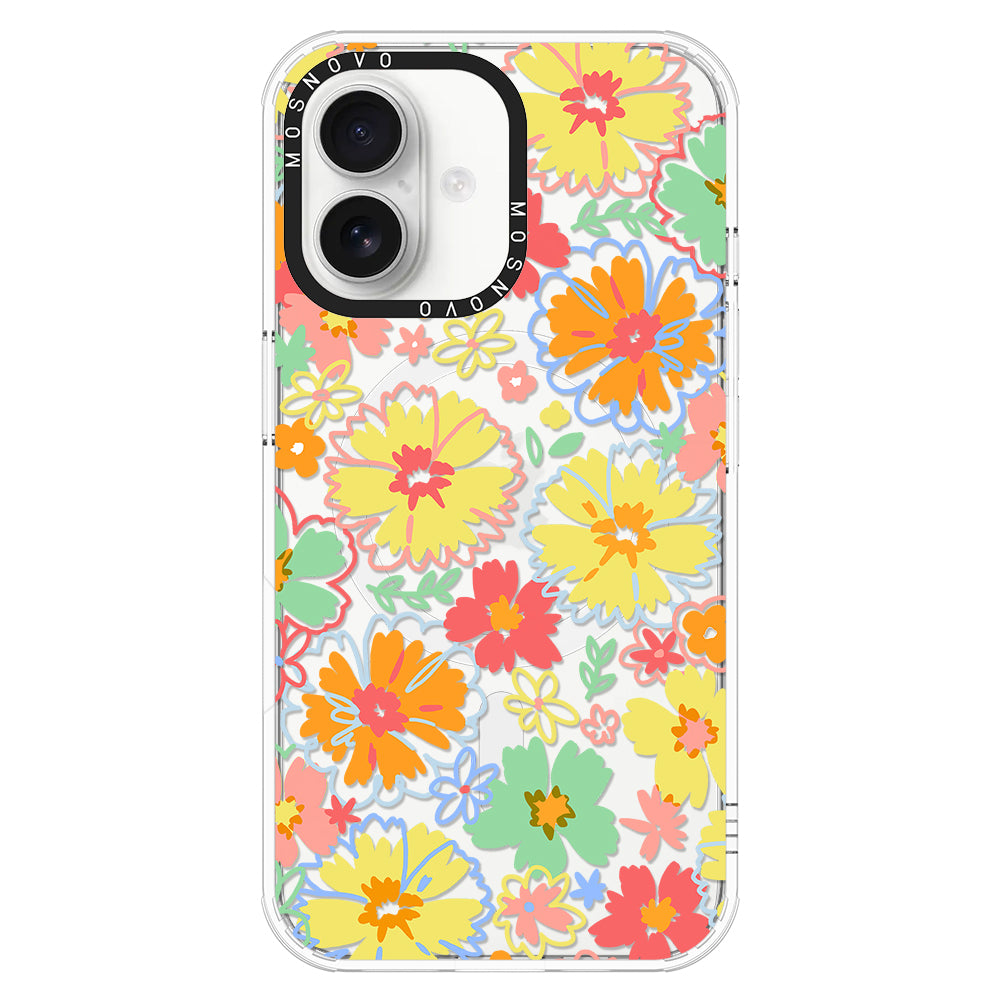 Retro Boho Hippie Flowers Phone Case - iPhone 16 Case - MOSNOVO