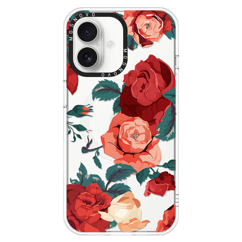 Vintage Red Rose Phone Case - iPhone 16 Case - MOSNOVO