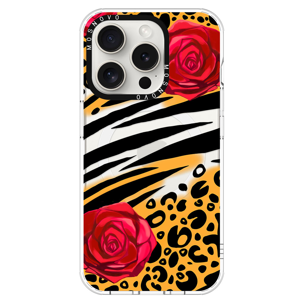 Wild Floral Leopard Phone Case - iPhone 16 Pro Max Case - MOSNOVO