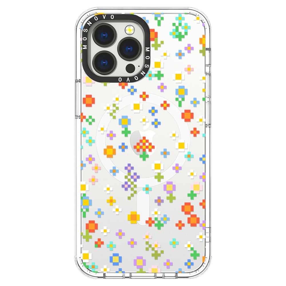 Pixel-Floral Phone Case - iPhone 13 Pro Max Case