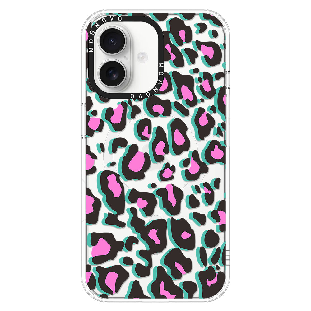 Hot Pink Leopard Print Phone Case - iPhone 16 Plus Case - MOSNOVO