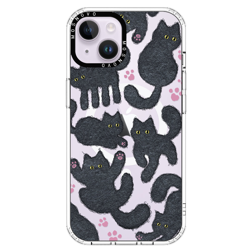 Black Furry Cat Phone Case - iPhone 14 Plus Case