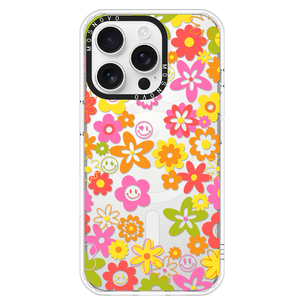 70's Groovy Floral Phone Case - iPhone 16 Pro Case - MOSNOVO