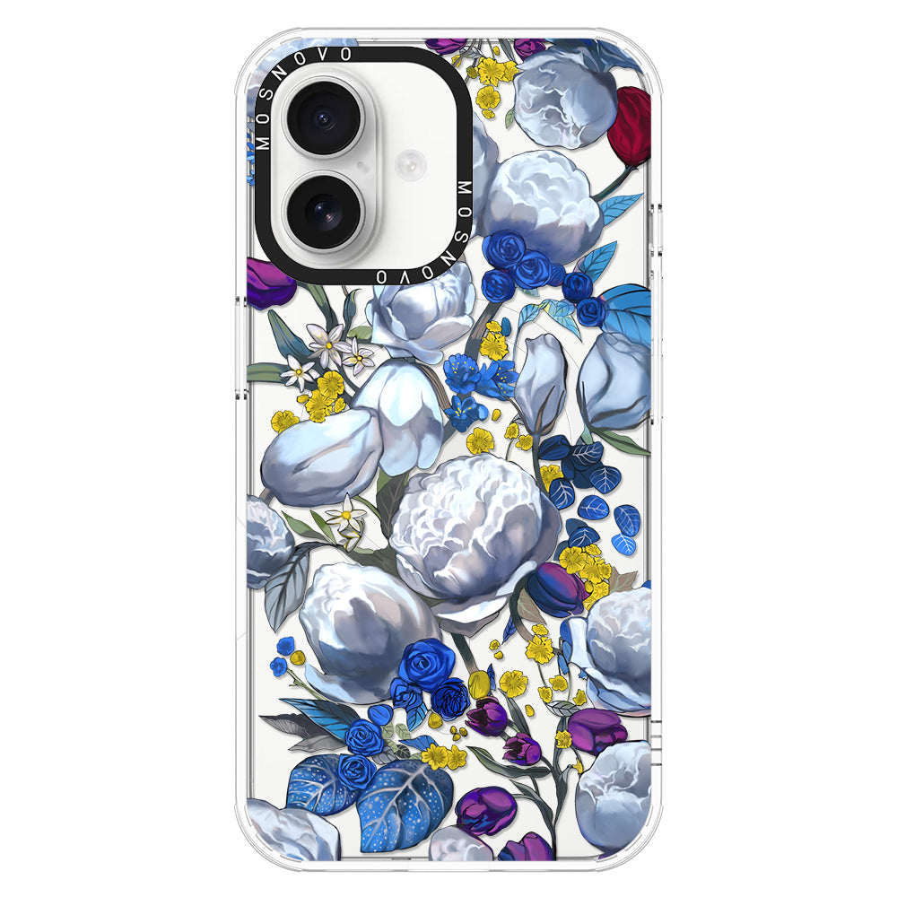 Purple Blue Floral Phone Case - iPhone 16 Case - MOSNOVO