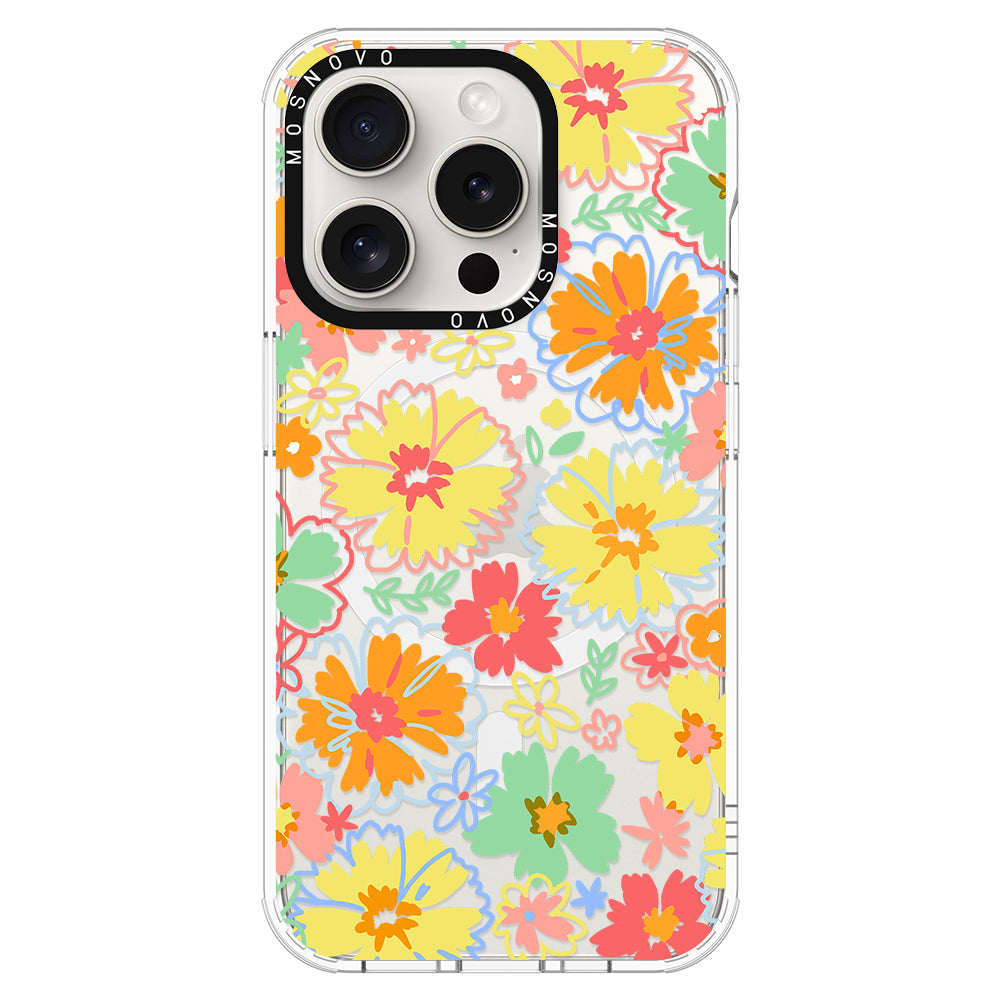 Retro Boho Hippie Flowers Phone Case - iPhone 16 Pro Max Case - MOSNOVO