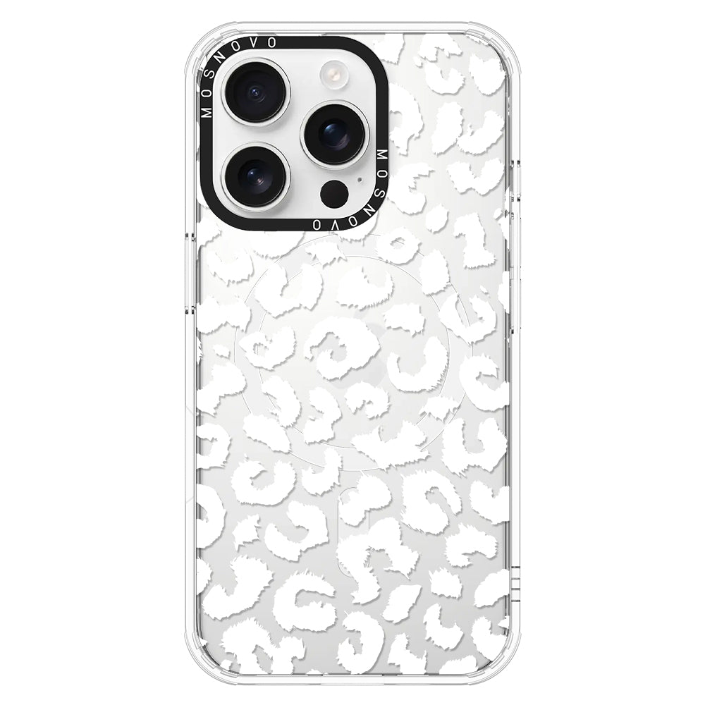 White Leopard Phone Case - iPhone 16 Pro Case - MOSNOVO