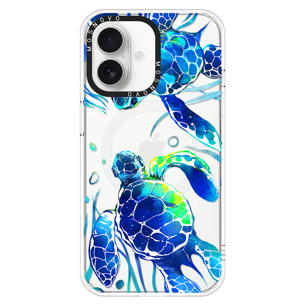 Blue Sea Turtle Phone Case - iPhone 16 Plus Case - MOSNOVO