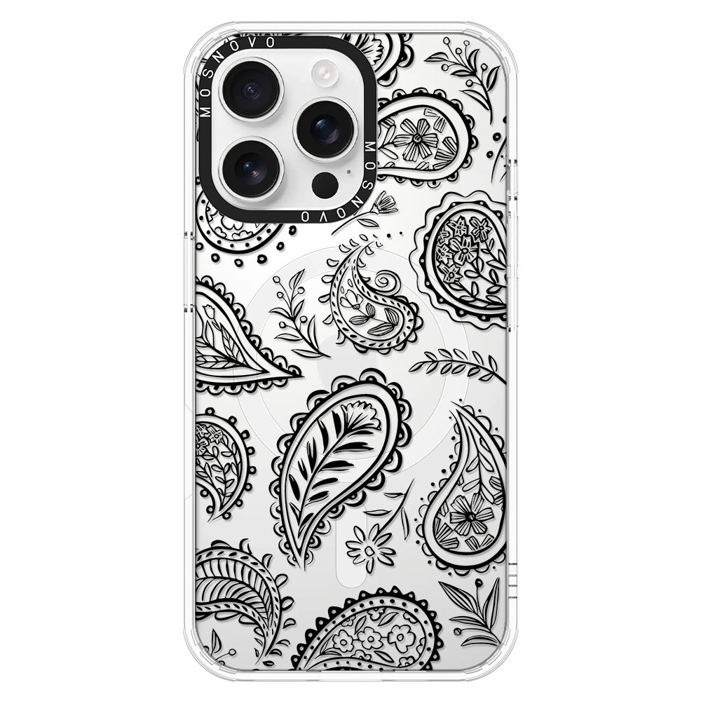 Black Paisley Phone Case - iPhone 16 Pro Max Case - MOSNOVO