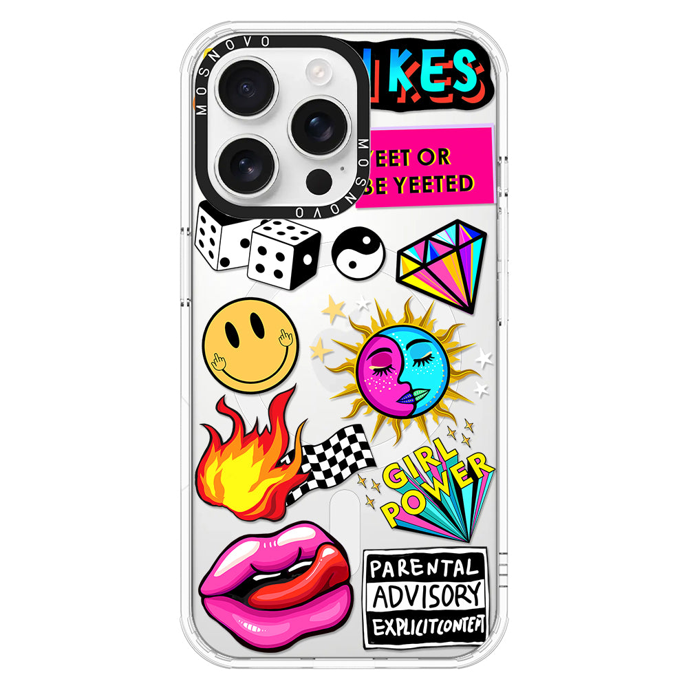 Funky Stickers Phone Case - iPhone 16 Pro Max Case - MOSNOVO