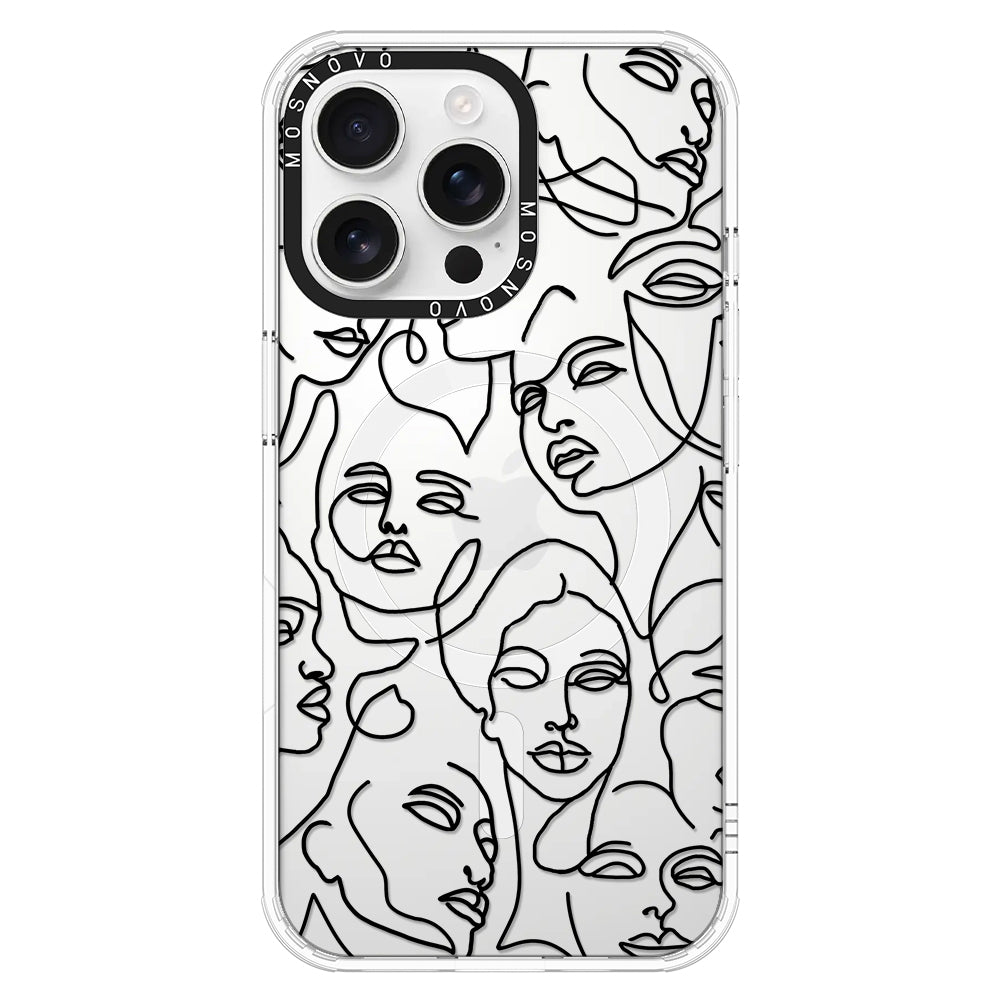 Abstract Face Line Art Phone Case - iPhone 16 Pro Max Case - MOSNOVO