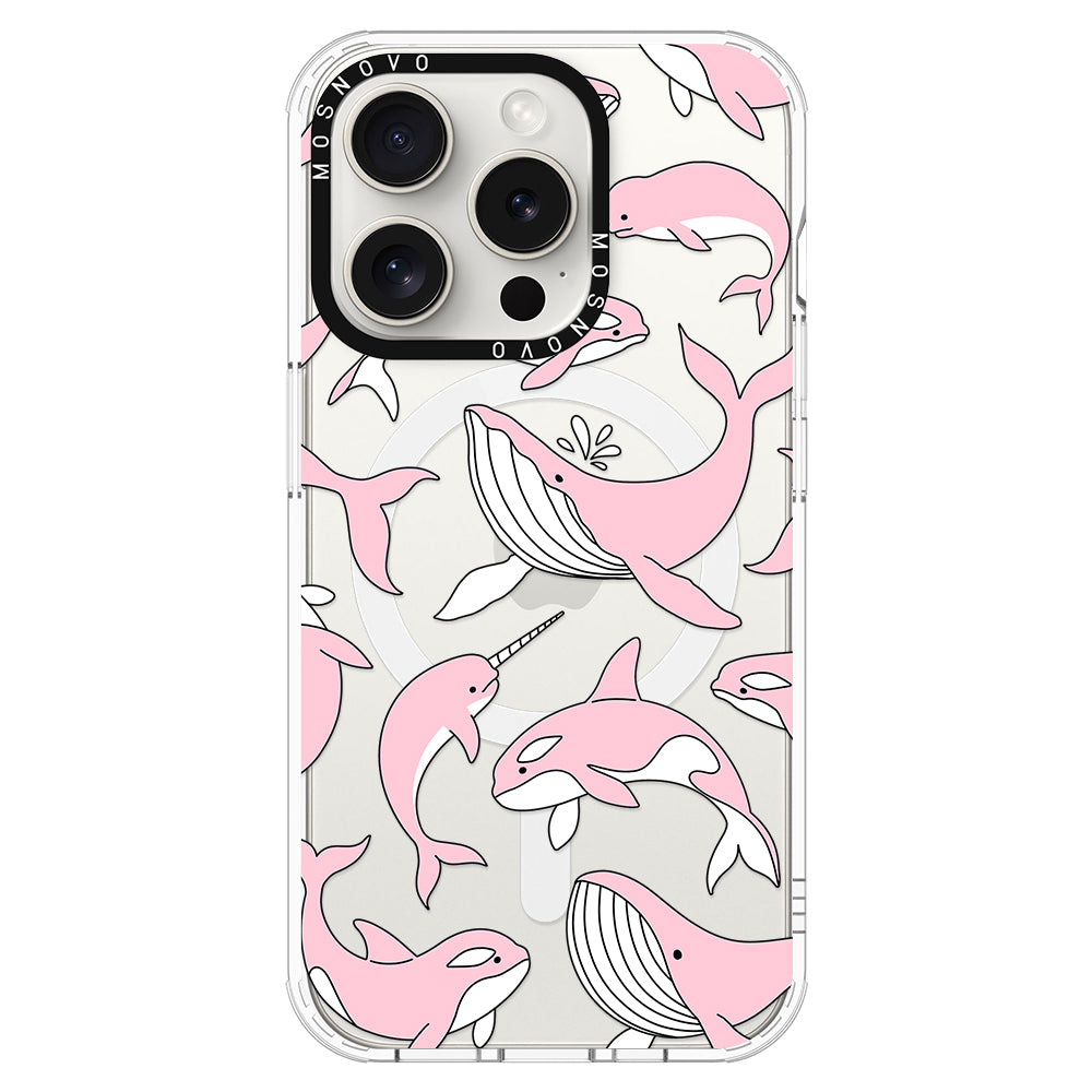 Pink Whales Phone Case - iPhone 16 Pro Case - MOSNOVO